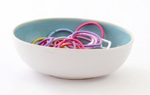 Pony Tail Holders Blue Ceramic Dish