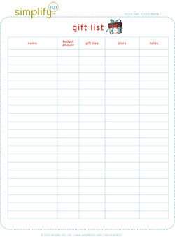 holiday gift shopping list holiday gift list