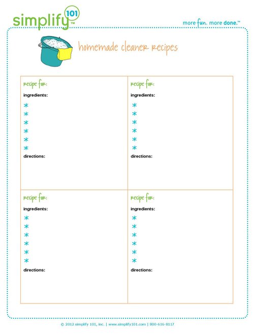 Organize Your Recipes for Homemade Cleaners with this Free Printable