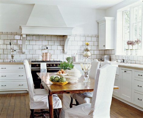 Slipcovers on kitchen chairs