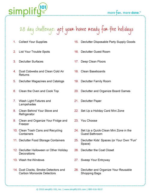 Get Your Home Ready for the Holidays 28 Day Challenge