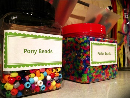 labeled jars add a finishing touch to kids creative space