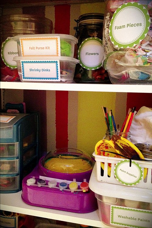 labeled craft supplies help kids stay organized
